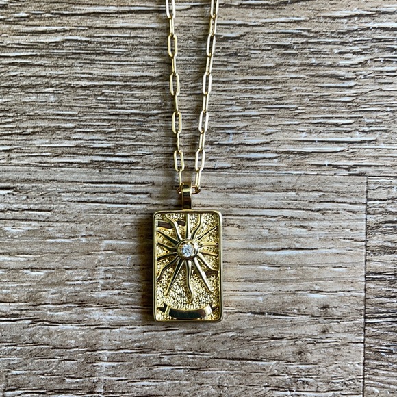 The Sun Tarot Card Pendant Necklace Gold - Picture 3 of 4